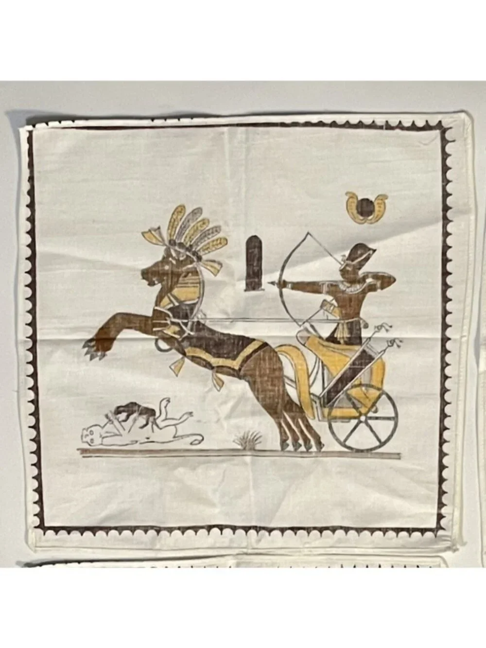 Vintage Egyptian Cotton Napkins Set of 6 Made in Egypt Pharaoh Chariot Egyptian